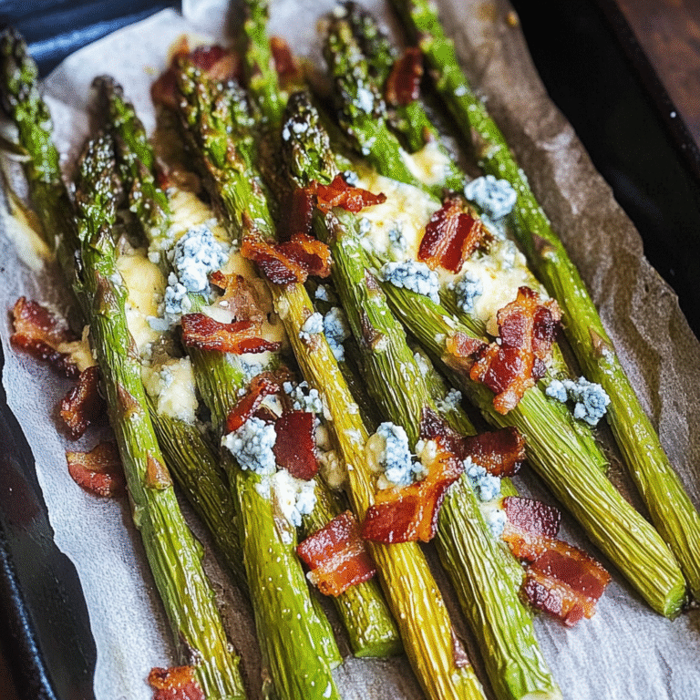 Roasted Asparagus with Blue Cheese and Bacon