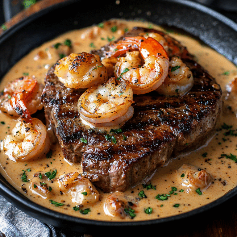 Steak in Creamy Cajun Shrimp Sauce