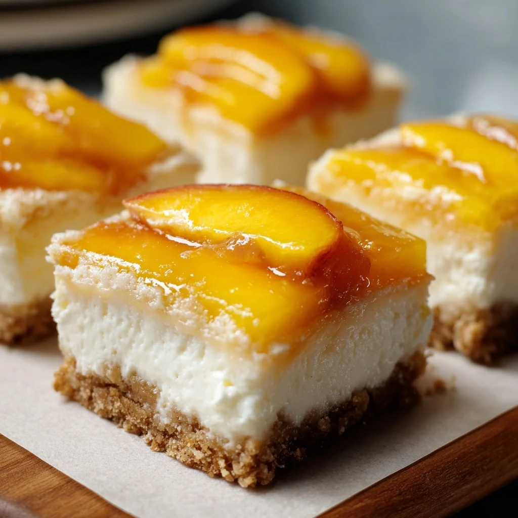 Peaches and Cream Cheesecake Bars Recipe